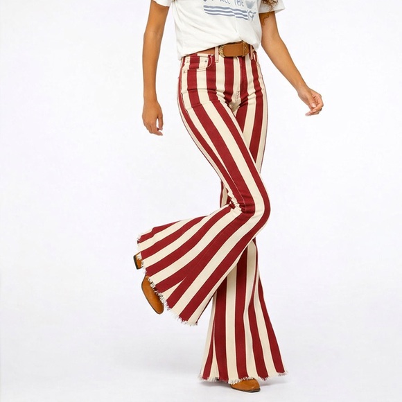 Show Me Your MuMu Denim - Show Me Your Mumu Berkeley Bell Flare Jeans Red Stripe High Rise 28